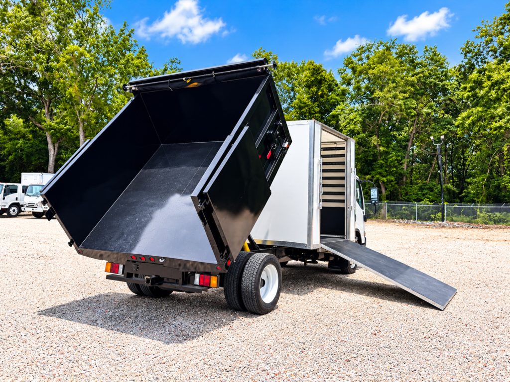 *NEW 2026 Isuzu NRR Gas 1U404, Single Cab SCT with 8′ Dump and 8′ Tool Shed and SR3200 Manual Side Ramp *SOLD*